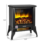 18" Electric Fireplace Stove Freestanding Stove Heater 1400W with Realistic 3D Flame Effect, Adjustable Temp, Overheat Protection