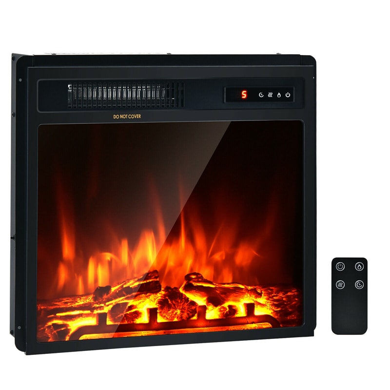 18" Electric Fireplace Insert 1500W Recessed Fireplace Stove Heater with Remote Control