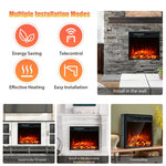 18" Electric Fireplace Insert 1500W Recessed Fireplace Stove Heater with Remote Control