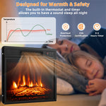 18" Electric Fireplace Insert, 1400W Recessed Freestanding Fireplace Heater with Adjustable Flame, Thermostat, Timer, Remote & Overheat Protection