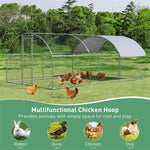 19ft Large Metal Chicken Coop Animal Chicken Run Galvanized Walk-in Poultry Cage with Waterproof & Sun Protection Cover