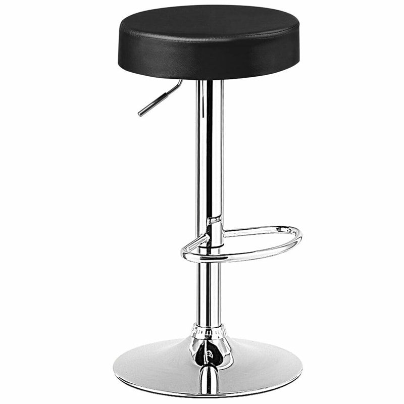 Swivel Bar Stool Adjustable Modern Backless Round Barstool PU Leather Armless Bar Chair with Chrome Footrest, Metal Frame for Kitchen Dining