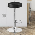 Swivel Bar Stool Adjustable Modern Backless Round Barstool PU Leather Armless Bar Chair with Chrome Footrest, Metal Frame for Kitchen Dining