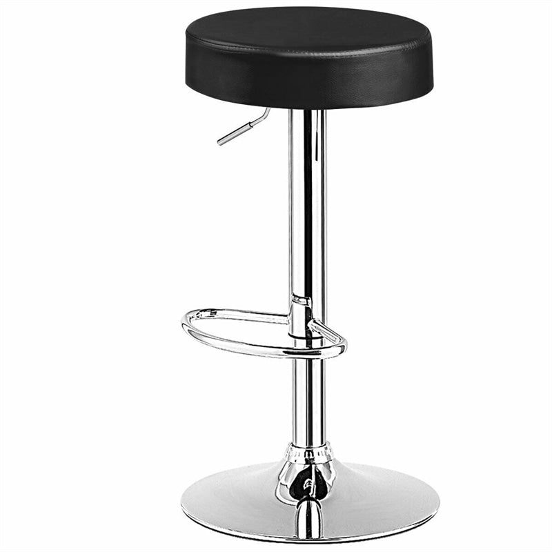 Swivel Bar Stool Adjustable Modern Backless Round Barstool PU Leather Armless Bar Chair with Chrome Footrest, Metal Frame for Kitchen Dining