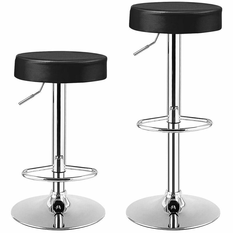 Swivel Bar Stool, Adjustable Modern Backless Round Barstool PU Leather Armless Bar Chair with Chrome Footrest, Metal Frame for Kitchen Dining