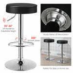 Swivel Bar Stool, Adjustable Modern Backless Round Barstool PU Leather Armless Bar Chair with Chrome Footrest, Metal Frame for Kitchen Dining