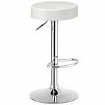 Swivel Bar Stool Adjustable Modern Backless Round Barstool PU Leather Armless Bar Chair with Chrome Footrest, Metal Frame for Kitchen Dining