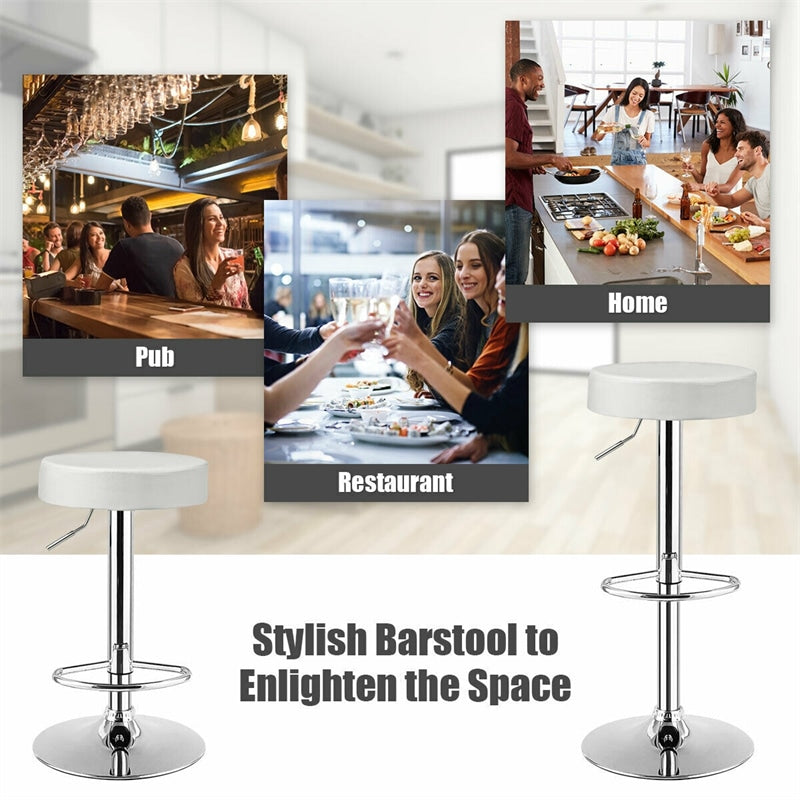 Swivel Bar Stool Adjustable Modern Backless Round Barstool PU Leather Armless Bar Chair with Chrome Footrest, Metal Frame for Kitchen Dining