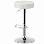 Swivel Bar Stool, Adjustable Modern Backless Round Barstool PU Leather Armless Bar Chair with Chrome Footrest, Metal Frame for Kitchen Dining