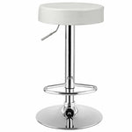 Swivel Bar Stool, Adjustable Modern Backless Round Barstool PU Leather Armless Bar Chair with Chrome Footrest, Metal Frame for Kitchen Dining