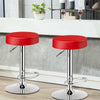 Swivel Bar Stool Adjustable Modern Backless Round Barstool PU Leather Armless Bar Chair with Chrome Footrest, Metal Frame for Kitchen Dining