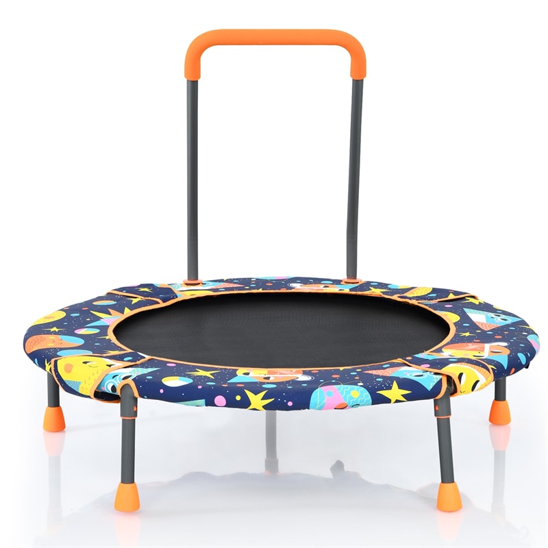 2-In-1 Convertible Saucer Tree Swing & Trampoline Set Kids Trampoline with Removable Handrail