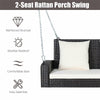 2-Person Outdoor Wicker Hanging Porch Swing Bench with Seat & Back Cushions