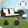 2-Person Outdoor Wicker Hanging Porch Swing Bench with Seat & Back Cushions