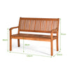 2-Person Solid Wood Garden Bench Outdoor Bench with Curved Backrest & Wide Armrest