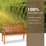 2-Person Solid Wood Garden Bench Outdoor Bench with Curved Backrest & Wide Armrest