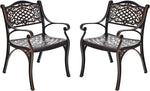 2 Pieces Cast Aluminum Bistro Chairs, All-Weather Outdoor Dining Chairs with Armrests & Curved Seats, Patio Armchairs for Garden, Poolside & Backyard