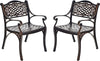 2 Pieces Cast Aluminum Bistro Chairs, All-Weather Outdoor Dining Chairs with Armrests & Curved Seats, Patio Armchairs for Garden, Poolside & Backyard