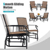 Bestoutdor Double Glider Chairs with Glass Table & Umbrella Hole, Steel Frame Patio 2-Person Rocking Chairs Breathable Fabric