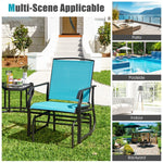 Bestoutdor Double Glider Chairs with Glass Table & Umbrella Hole, Steel Frame Patio 2-Person Rocking Chairs Breathable Fabric