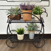 2-Tier Parisian Style Metal Garden Plant Stand with 4 Decorative Wheels - Bestoutdor