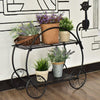 2-Tier Parisian Style Metal Garden Plant Stand with 4 Decorative Wheels - Bestoutdor