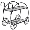 2-Tier Parisian Style Metal Garden Plant Stand with 4 Decorative Wheels - Bestoutdor