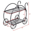 2-Tier Parisian Style Metal Garden Plant Stand with 4 Decorative Wheels - Bestoutdor