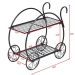 2-Tier Parisian Style Metal Garden Plant Stand with 4 Decorative Wheels - Bestoutdor