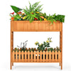 2-Tier Wood Raised Garden Bed Elevated Planter Box for Vegetable Flower Herb