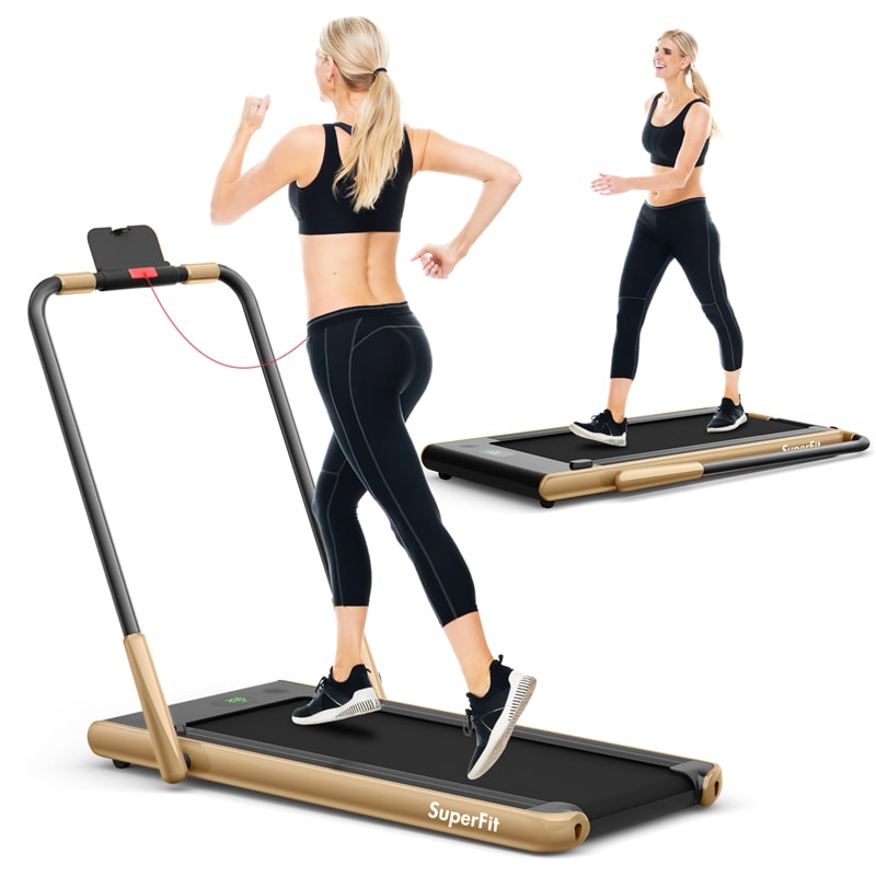 2-in-1 Folding Treadmill Under Desk Treadmill Electric Walking Machine with LED Display, APP & Remote Control