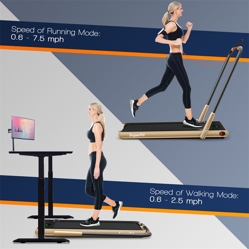 2-in-1 Folding Treadmill Under Desk Treadmill Electric Walking Machine with LED Display, APP & Remote Control