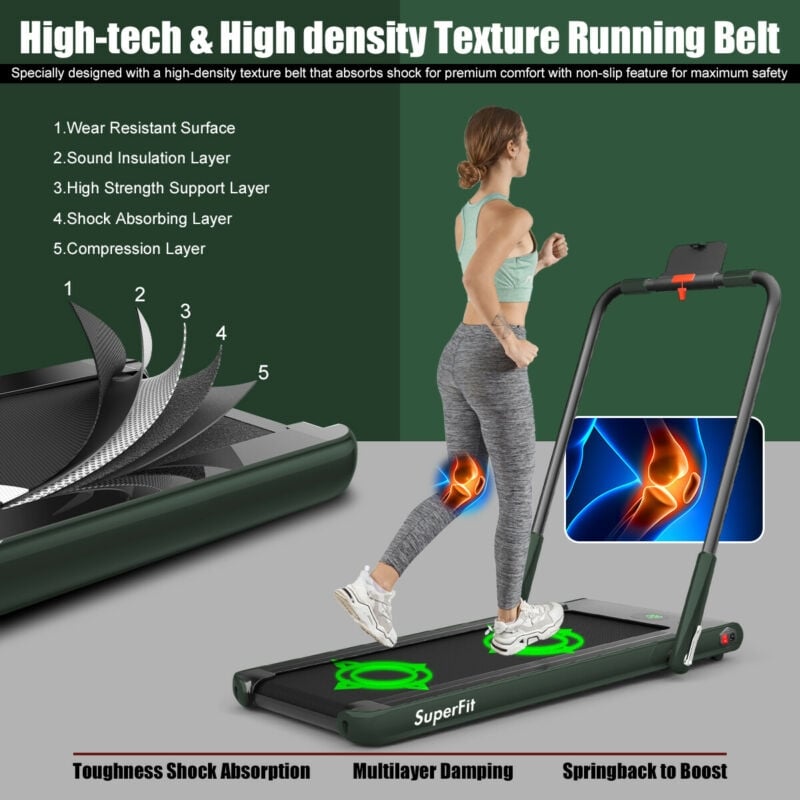 2-in-1 Folding Treadmill Under Desk Treadmill Electric Walking Machine with LED Display, APP & Remote Control