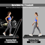 2-in-1 Folding Treadmill Under Desk Treadmill Electric Walking Machine with LED Display, APP & Remote Control