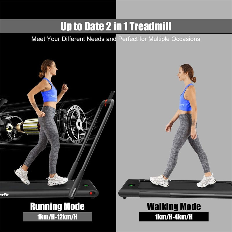 2-in-1 Folding Treadmill Under Desk Treadmill Electric Walking Machine with LED Display, APP & Remote Control