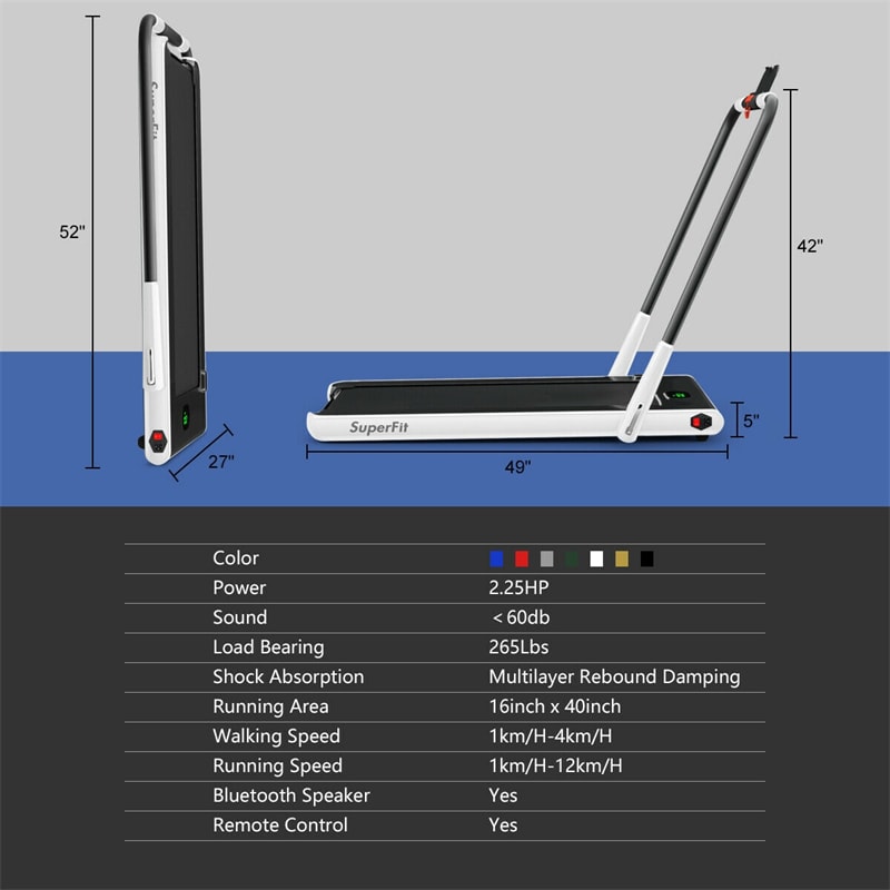 2-in-1 Folding Treadmill Under Desk Treadmill Electric Walking Machine with LED Display, APP & Remote Control