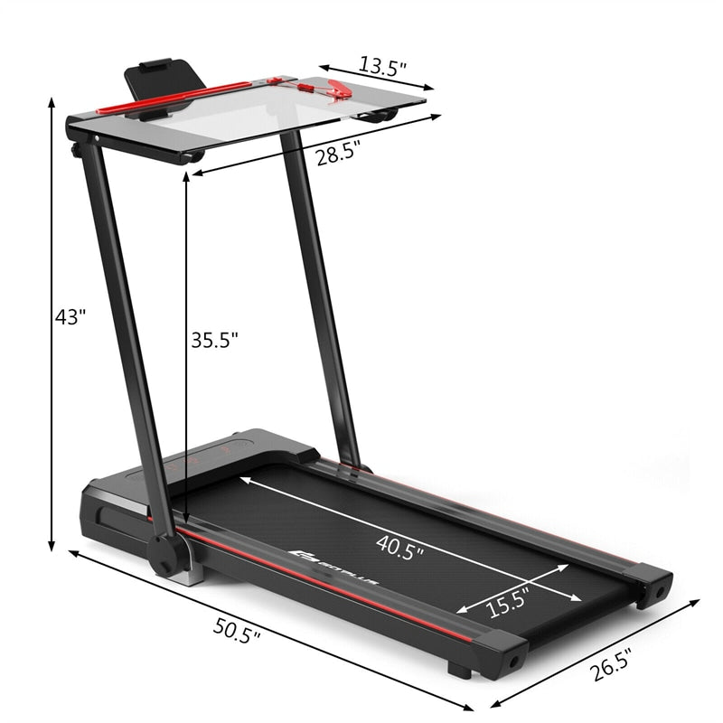 3-in-1 Under Desk Treadmill 2.25HP Electric Folding Treadmill with LCD Display Bluetooth Speakers Remote Control