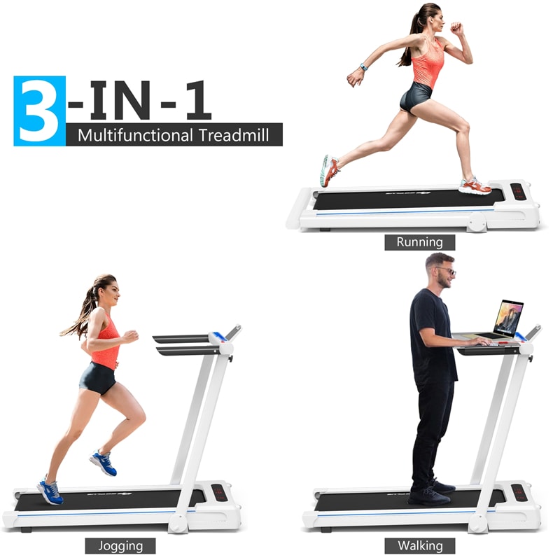 3-in-1 Under Desk Treadmill 2.25HP Electric Folding Treadmill with LCD Display Bluetooth Speakers Remote Control