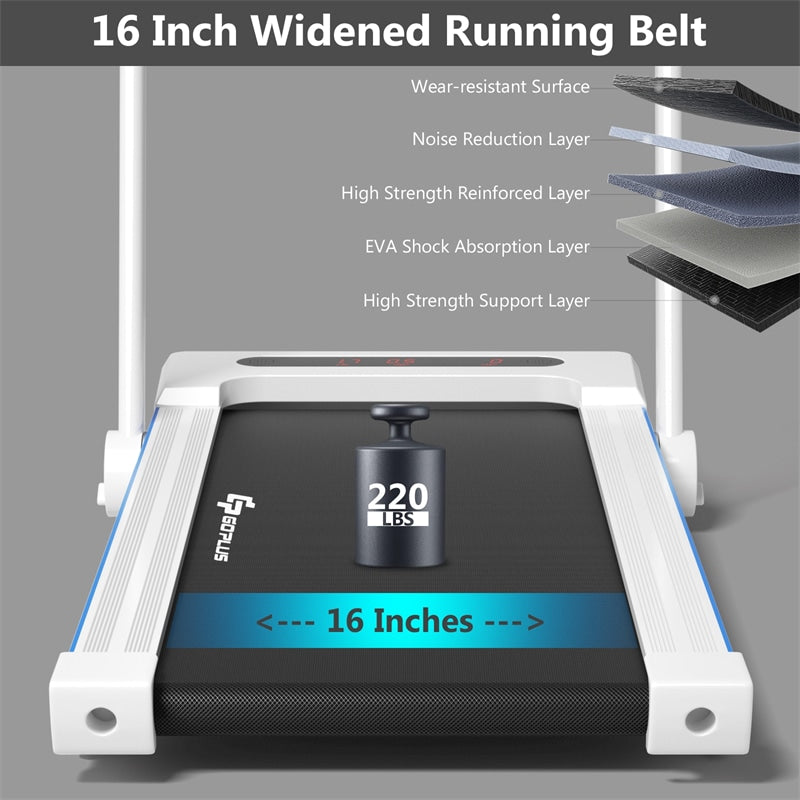 3-in-1 Under Desk Treadmill 2.25HP Electric Folding Treadmill with LCD Display Bluetooth Speakers Remote Control