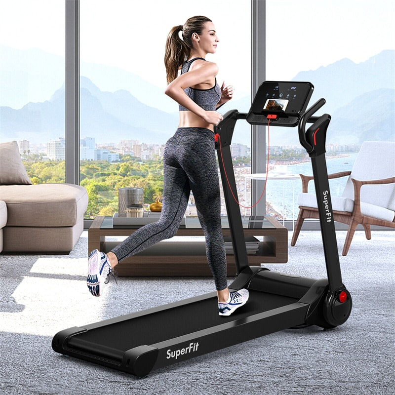 2.25HP Electric Folding Treadmill Motorized Running Machine with LED Display & Bluetooth Speaker APP Control