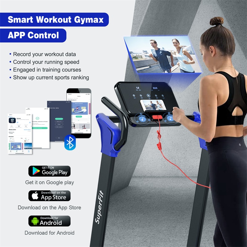 2.25HP Electric Folding Treadmill Motorized Running Machine with LED Display & Bluetooth Speaker APP Control