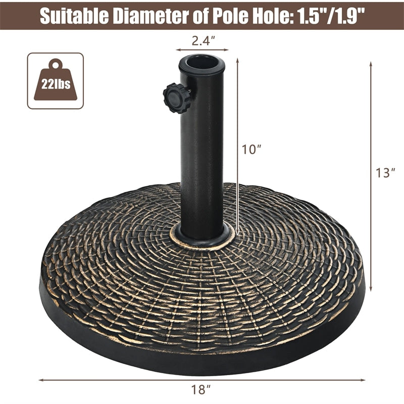 22 LBS Round Wicker Resin Patio Umbrella Base Stand