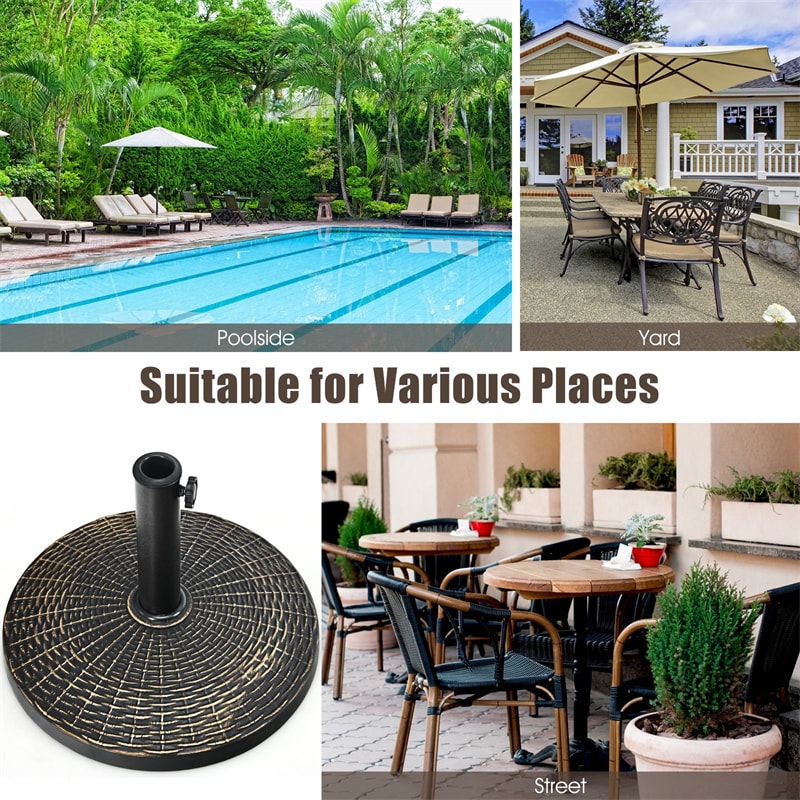 22 LBS Round Wicker Resin Patio Umbrella Base Stand