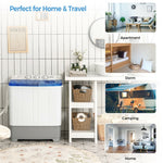 Portable Washing Machine 2-in-1 Mini Compact Twin Tub Laundry Washer Spin Dryer Combo 22LBS Capacity with Timer Control