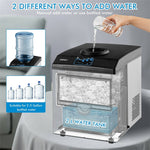 2-in-1 Countertop Water Dispenser Built-in Ice Maker 48LBS/24H Stainless Steel Ice Machine with Chilled Water Spout & 5LBS Ice Storage Basket