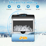 2-in-1 Countertop Water Dispenser Built-in Ice Maker 48LBS/24H Stainless Steel Ice Machine with Chilled Water Spout & 5LBS Ice Storage Basket