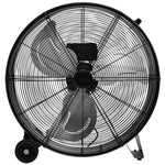 24" High-Velocity Industrial Drum Fan 3-Speed Portable Heavy-Duty Fan with Aluminum Blades & Built-in Wheels