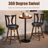 24" Swivel Bar Stools Set of 2 Counter Height Bar Stools with Leather Padded Seat & Solid Rubber Wood Legs, High Back Dining Chairs for Pub Kitchen