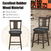 Wooden Swivel Bar Stool 24" Counter Height Dining Chair with Leather Padded Seat & Rubber Wood Legs, Upholstered Bar Stool for Dining Living Room