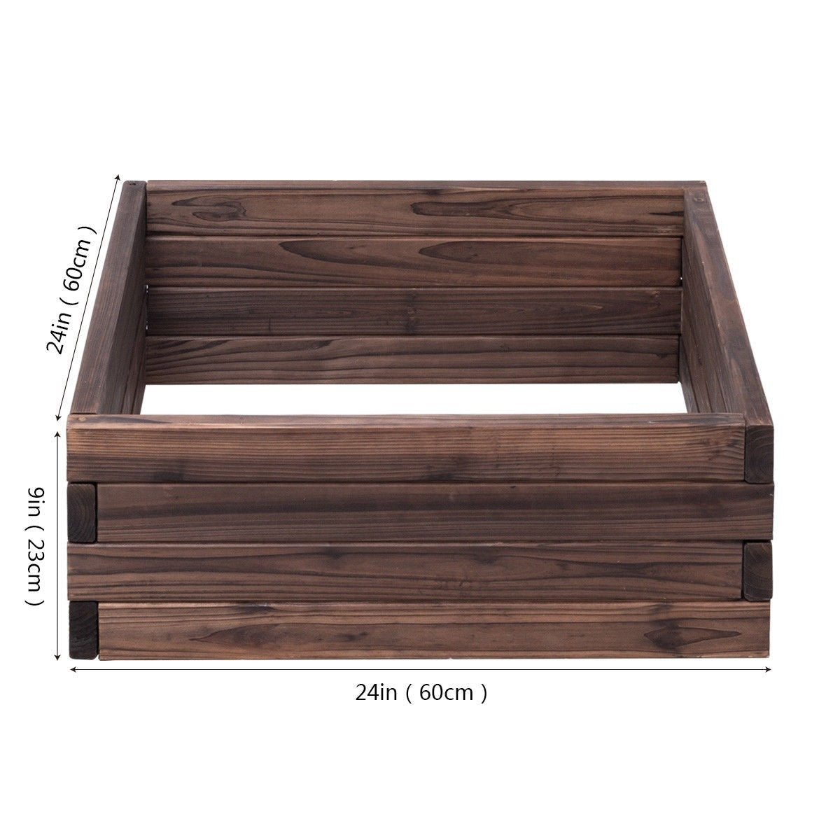 24" x 24" Square Wooden Raised Garden Bed Flower Vegetable Planter